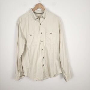 Territory Ahead 100% Cotton Canvas Long Sleeve‎ Beige Button Shirt Men's Large